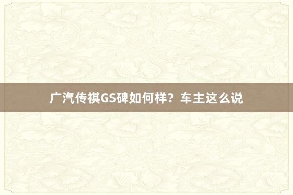 广汽传祺GS碑如何样？车主这么说